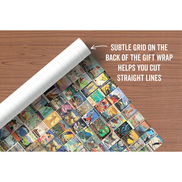 Image of Vintage Travel Posters gift wrap, featuring old travel posters