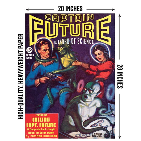 Image of Captain Future pulp sci-fi poster showing 20"x28" size