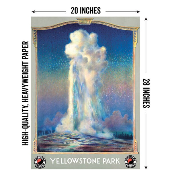 Image of Yellowstone National Park Old Faithful reproduction vintage poster showing 20"x28" size